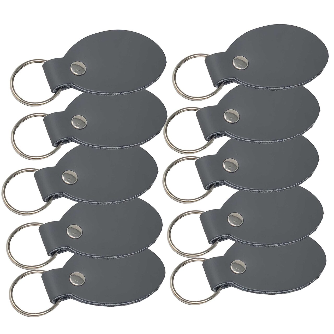 Oval Leather Keychains Kit – Full-Grain Latigo, DIY Personalization Ready, 10 Pack